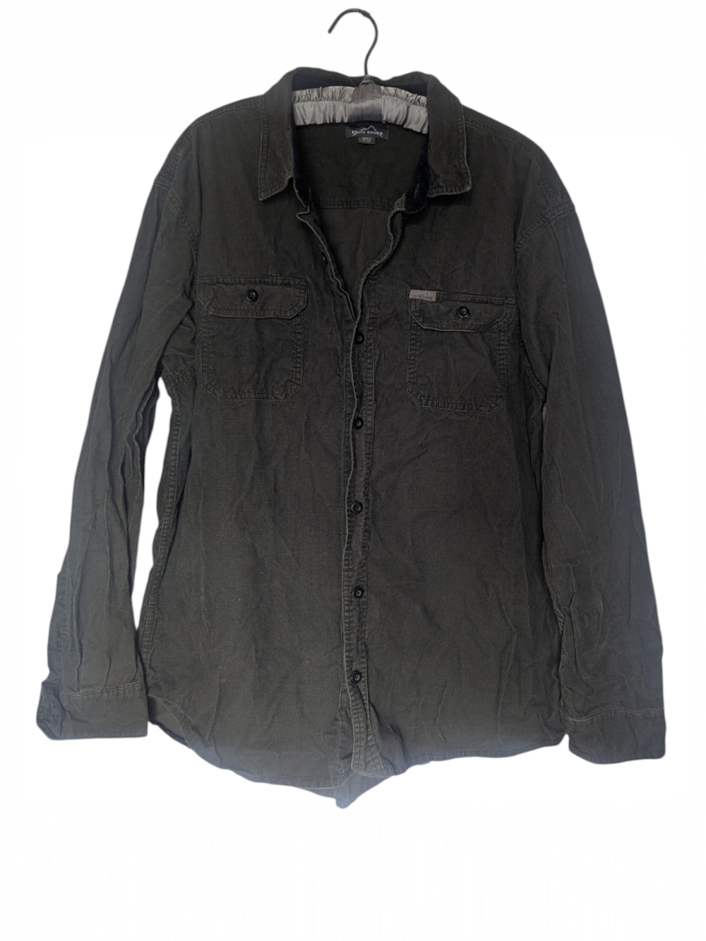 Eddie Bauer Dark Green Corduroy Button Up Shirt Jacket Extra Large